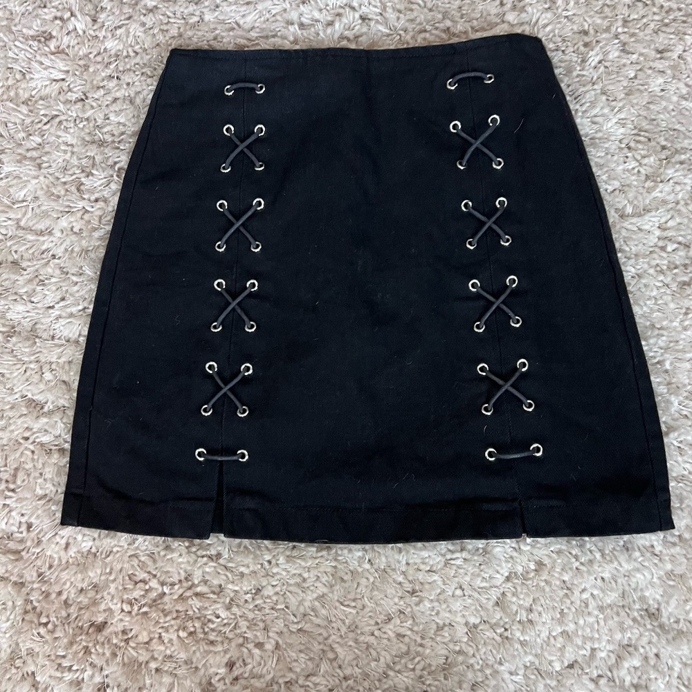 Blank Paige Lace Up Black Skirt